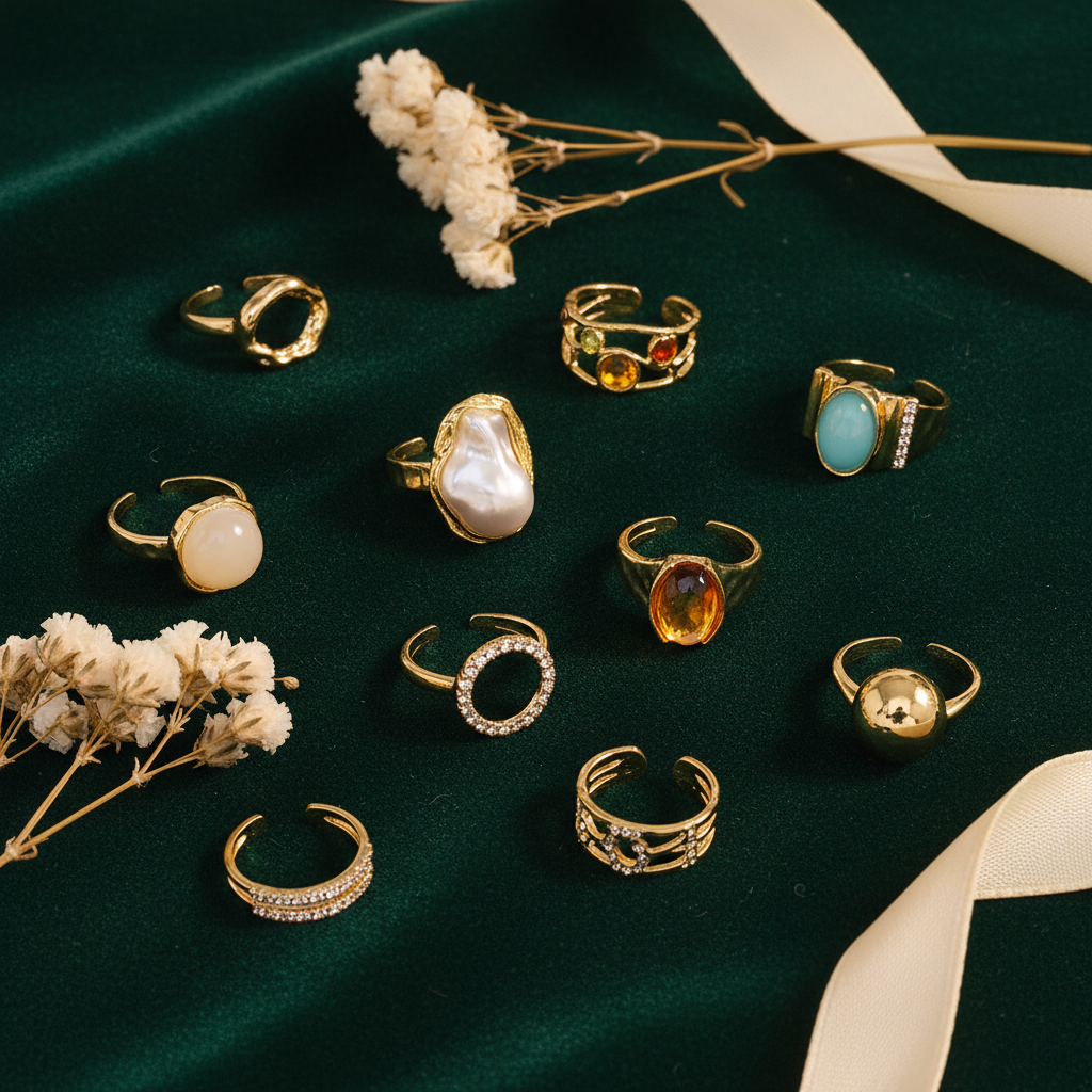Elegant retro ring set with diamond embellishments